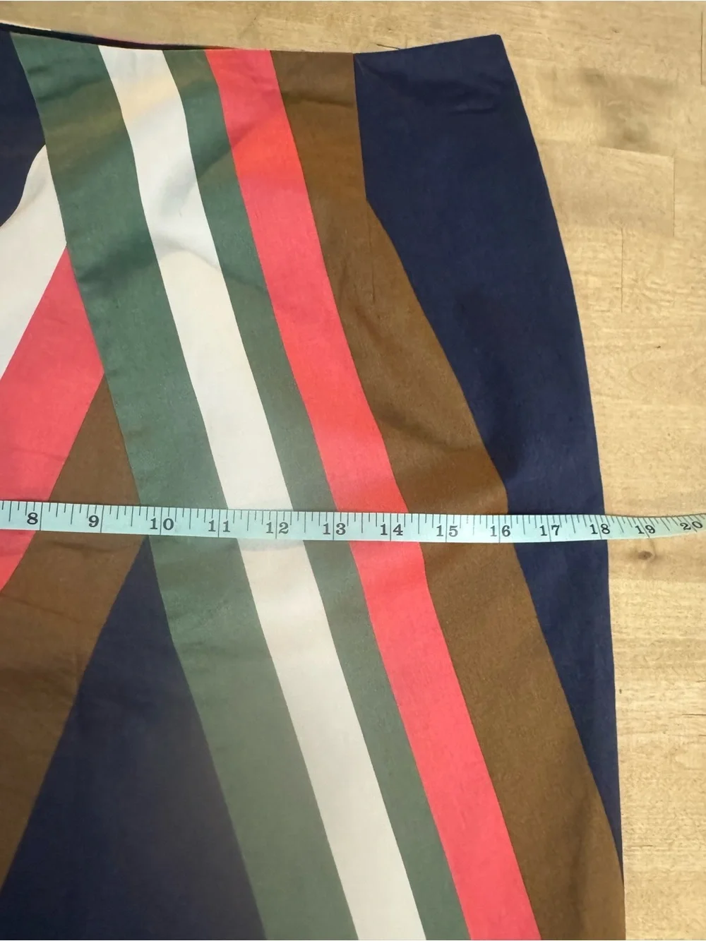 NWOT Boden Navy Pencil Skirt with Coral, Green, White & Brown Stripes